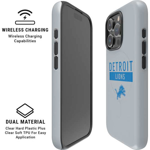 NFL Detroit Lions Grey Performance Series iPhone 16 Pro Magsafe Impact Case